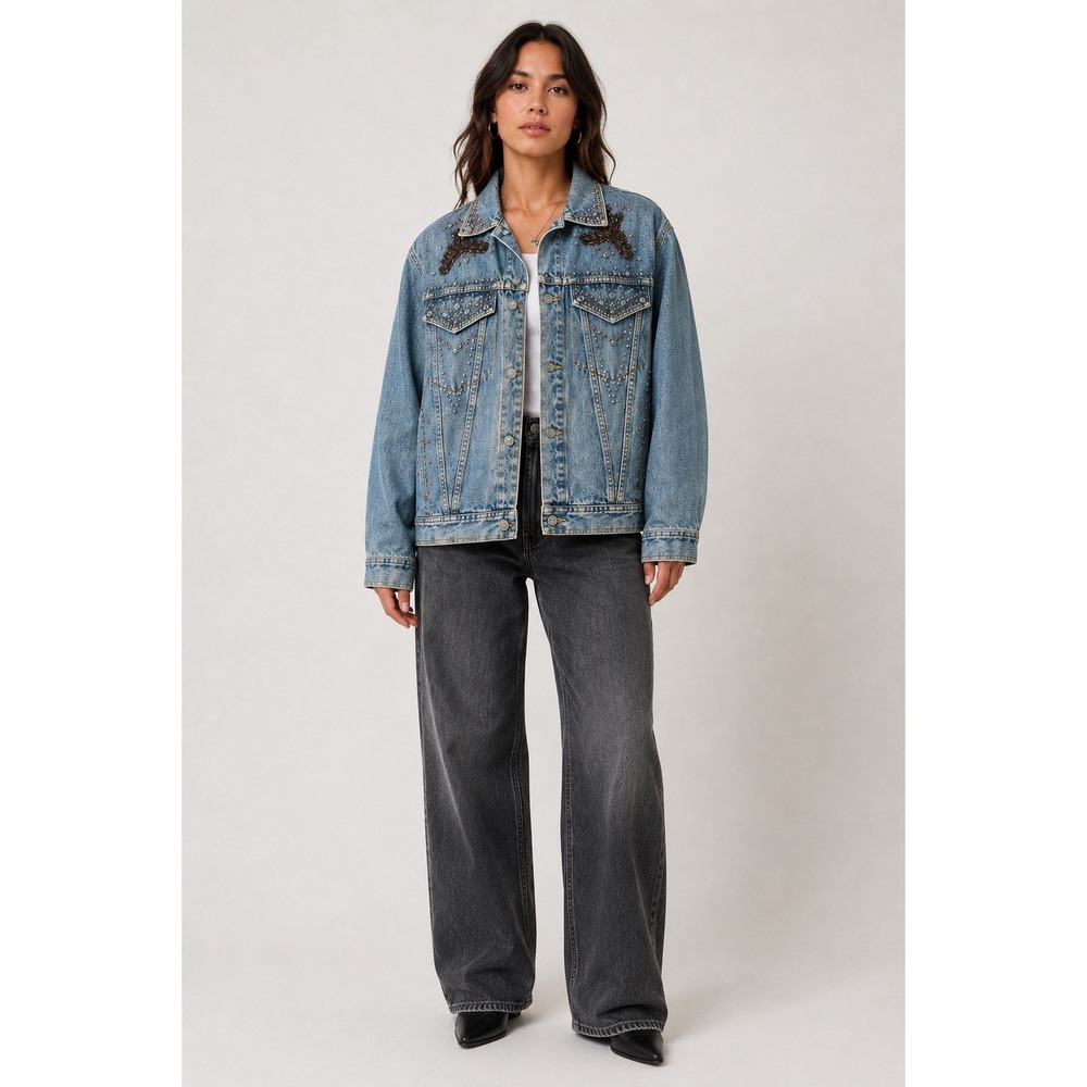 Vintage Freego Jacket Size Medium Rocker Denim Festival Bohemian Hippie 1980's